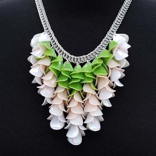 Whispers of Wisteria Necklace - A Symphony of Falling Petals and Bright Aluminum Elegance