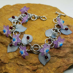 Purple Lucite Flowers with Blue Leaves