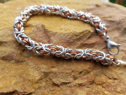 Copper and Bright Aluminum Byzantine Bracelet