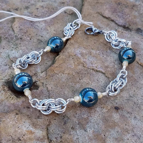 Teal Ceramic with Double Spiral