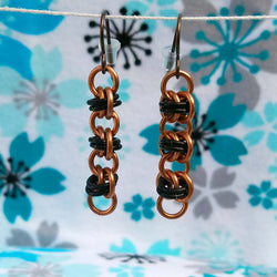 Copper and Black Barrel Earrings