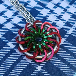 Red and Green Pinwheel Pendant