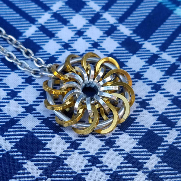 Gold and Silver Pinwheel Pendant