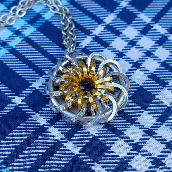 Silver and Gold Pinwheel Pendant