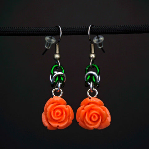 Peach Rose with Green Byzantine accent