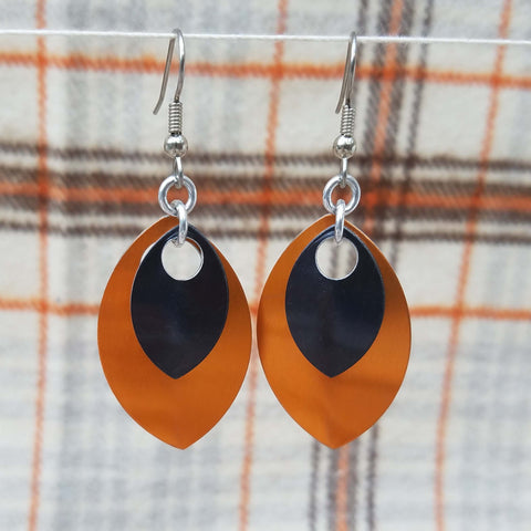 Orange and Black Scale earrings